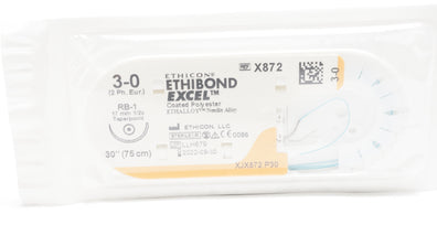 Ethicon X872 3-0 ETHIBOND Polyester, RB-1, 17mm 1/2c Taperpoint, 30inch (x)